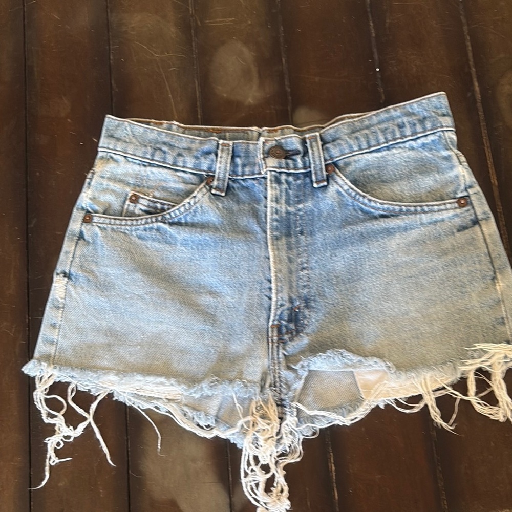Levi's orange tab Vintage Blue Jean Shorts with Frayed Hem